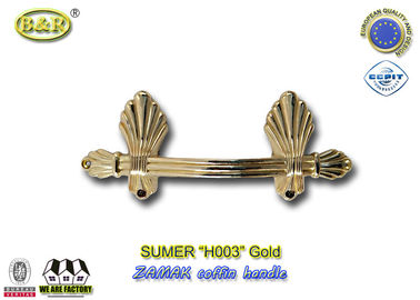 Punho europeu do caixão do metal do zamak do estilo que cabe H003 o punho liga de zinco do ouro da cor do tamanho 22.5*10.5cm