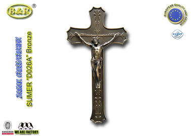 Cruz e crucifixo de Croix com Jesus na decoração do caixão do zamak da cor do bronze da antiguidade de Zamac 40*16cm D026A