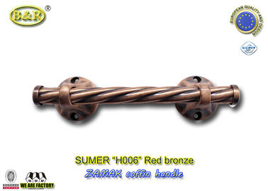 O caixão lustrado do metal de Zamak segura o tamanho de bronze vermelho 25,5 x 6,5 cm da cor H006