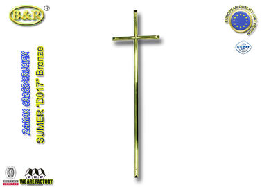 Cruz de bronze antiga do crucifixo do zamak da cor do ouro, tamanho da decoração da tampa do caixão do metal dos encaixes D017 do caixão:  57 x 16,5 cm