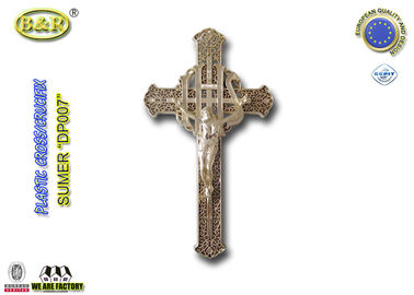 Dos plasticos fúnebres da cruz e do crucifixo DP007 30cm*17cm da cor dourada plástica cristos dos crucifijos y